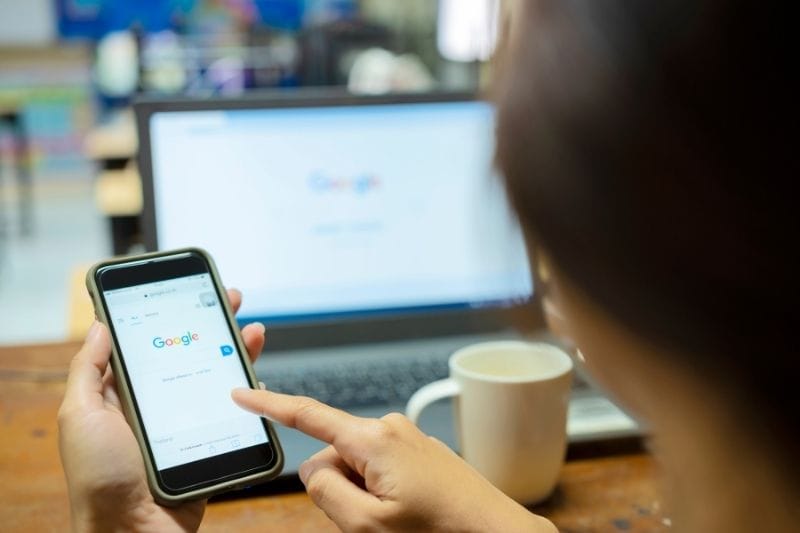 Small business customer searching for local services on Google
